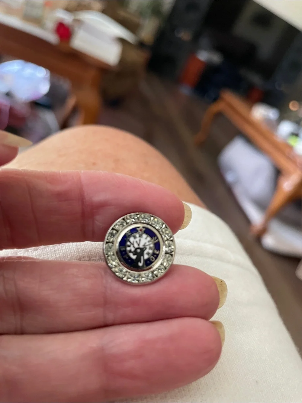 VTG BPOE Elks Lodge silver-Tone Blue Center Cufflinks with Rhinestone Accents